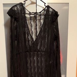 Black lace swim coverup